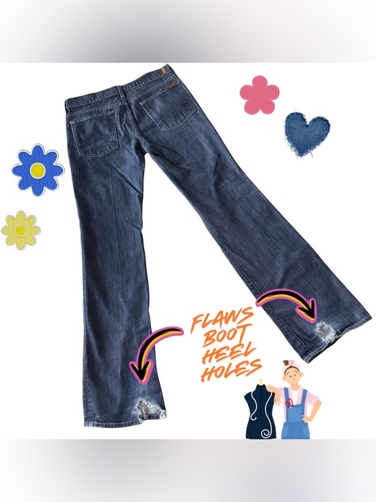 7 For All Mankind Long Bootcut Jeans | Size 32 Dark Wash - Picture 5 of 10